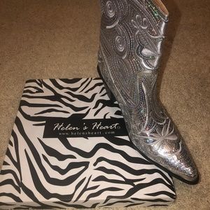 Stunning silver boot for jeans or Wedding gown.